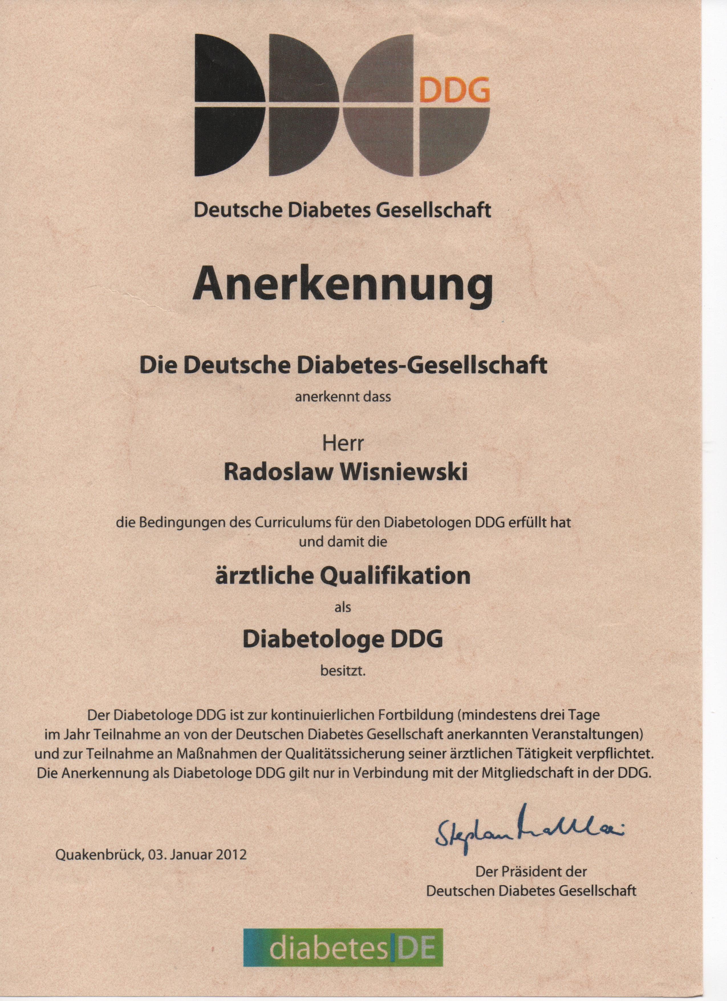 DDG Diabetologe Radoslaw Wisniewski